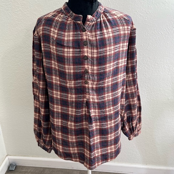 Free People Northern Bound Plaid Blouse - Picture 2 of 8